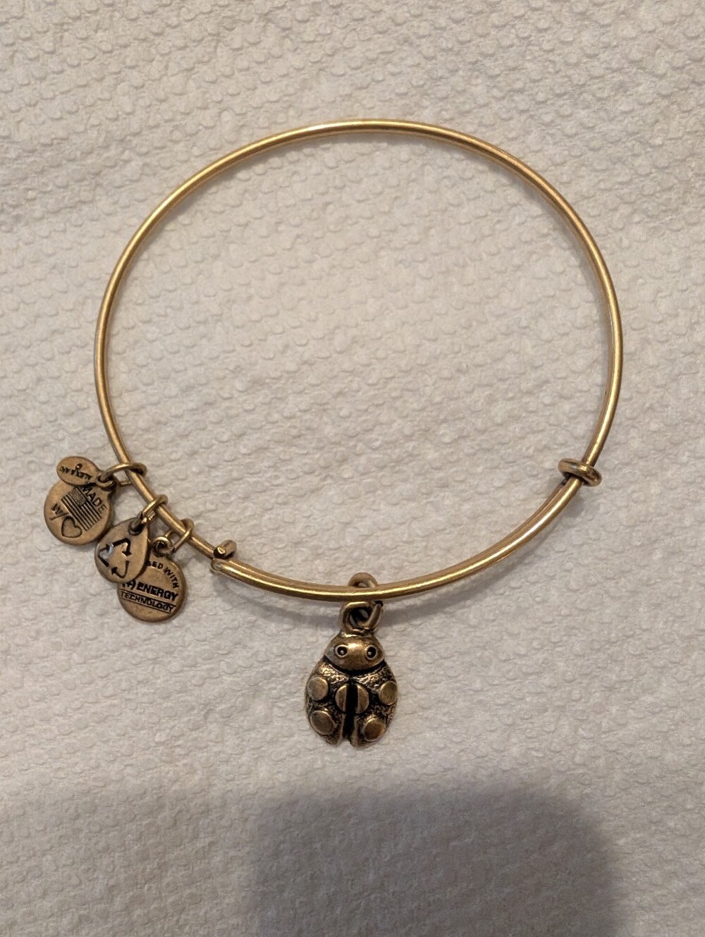 Alex and Ani Gold Ladybug Charm Bangle Bracelet